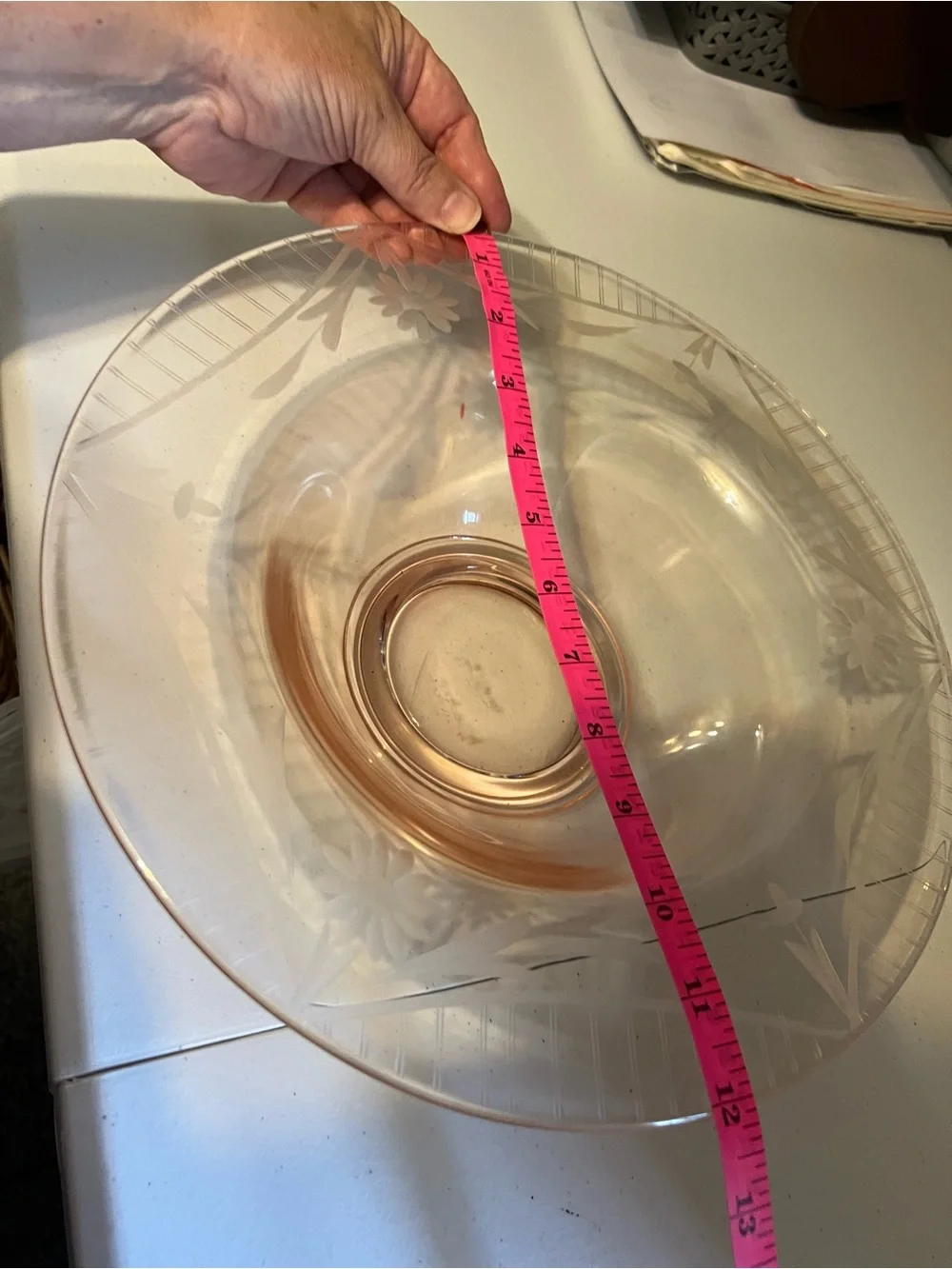 Vintage Pink Depression Glass Serving Bowl - Elegant Pink Glass Centerpiece